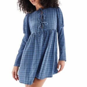 Blue Plaid Long Sleeve Dress from ASOS